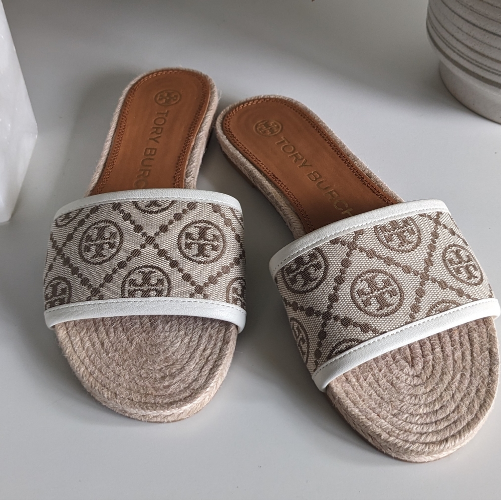 Tory Burch T Monogram Espadrille Slide